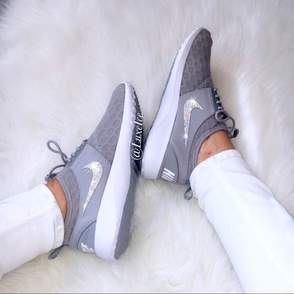 Nike Juvenate Grey Size 9 customized with Swarovski Crystals.